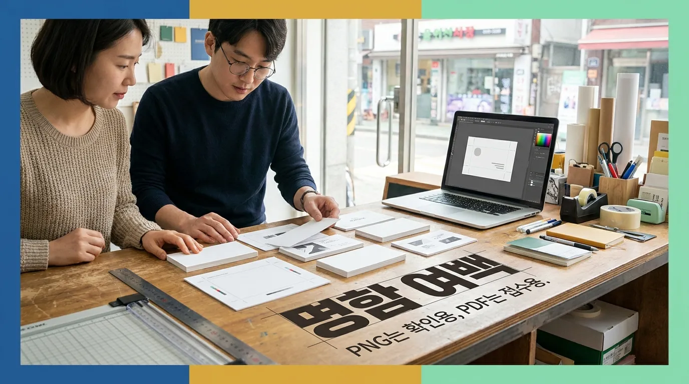 명함 가장자리 재단선 안쪽에 이름과 연락처가 정돈된 시안