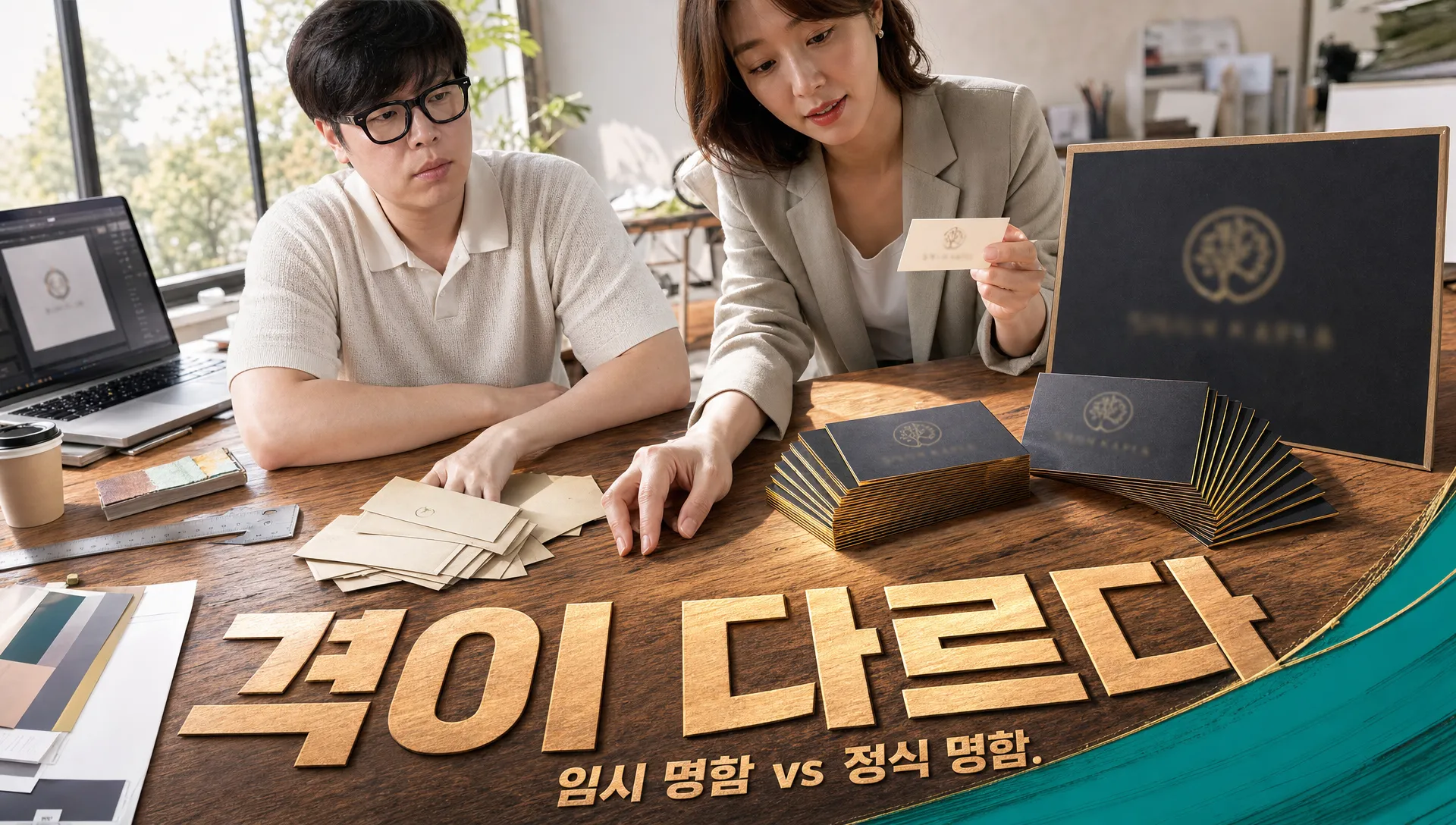 회사 명함 시안, 임시 로고와 정식 로고일 때 무엇이 달라지나