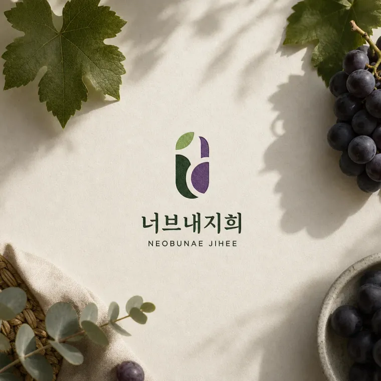 농식품·축산 로고 디자인 — 포도 알에서 비롯한 기하학적 신뢰 농식품 브랜드 로고