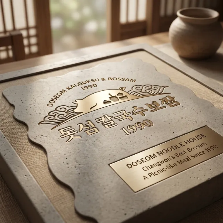 음식점·외식 로고 디자인 — 소풍 가던 날의 설렘을 담은 돝섬칼국수보쌈1990 음식점 로고