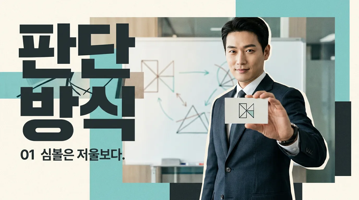 어두운 배경 위에 적용된 법무법인 심볼과 문서 템플릿