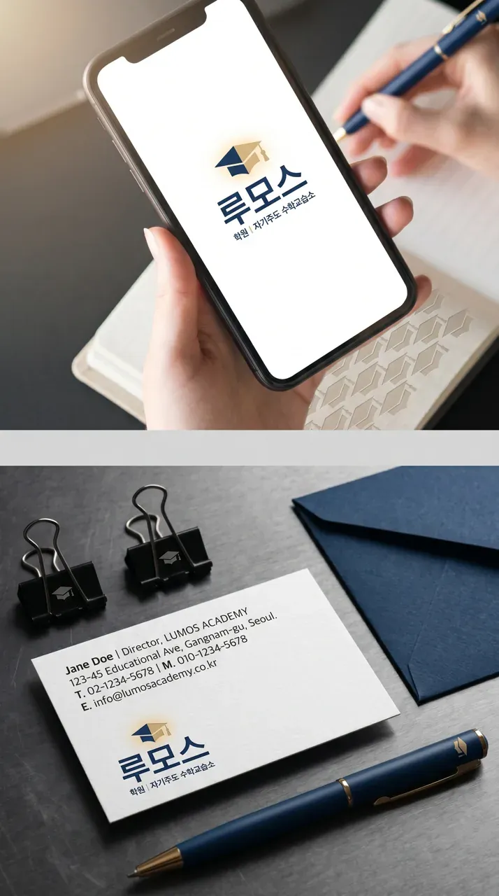 교육·학원 로고 디자인 — 성적에 빛을 밝히는 두 교육 브랜드의 통합 아 학원 로고