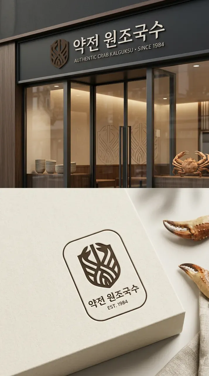 음식점·외식 로고 디자인 — 40년 전통이 젊은 세대에게도 사랑받는 약전 원조국수 음식점 로고