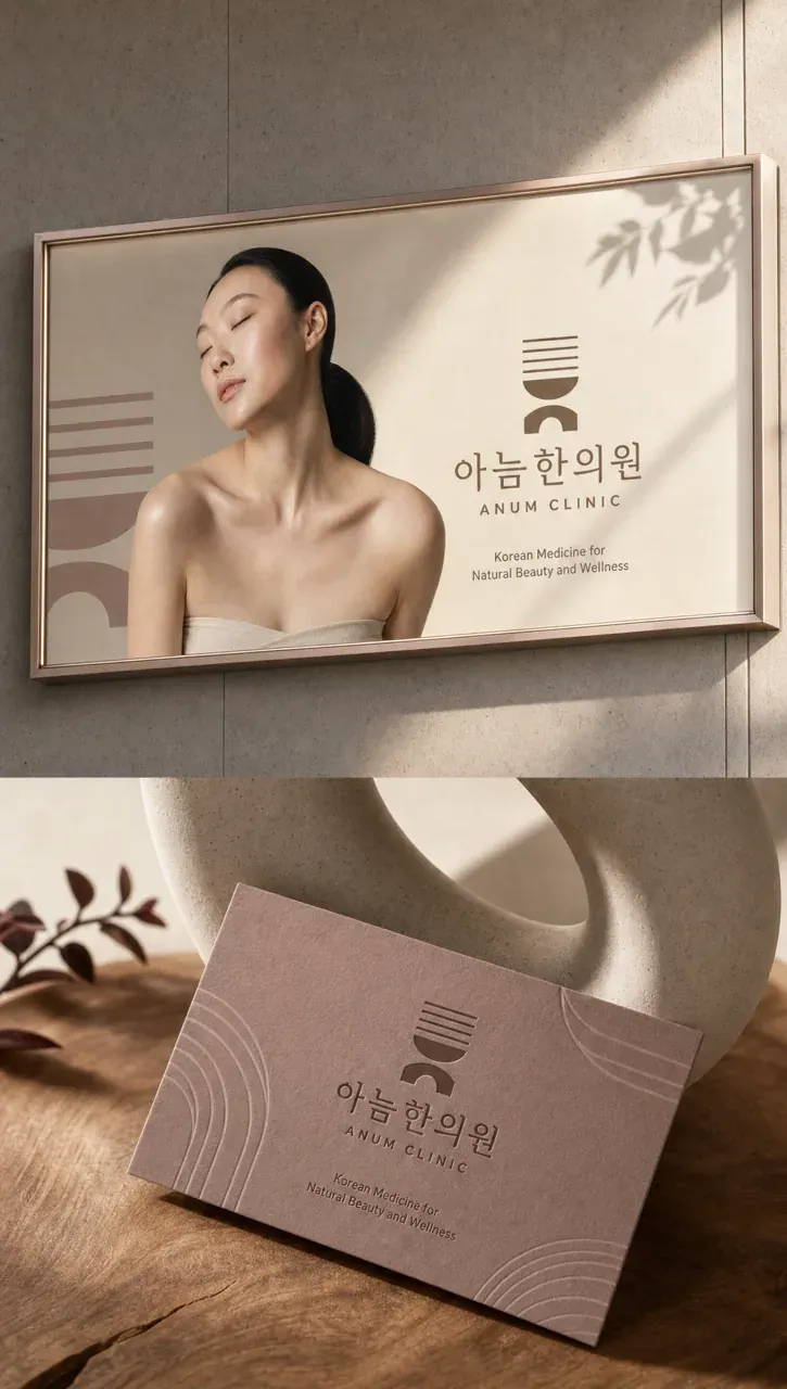 한의원·한방 로고 디자인 — 미니멀한 조합형 한의원 로고
