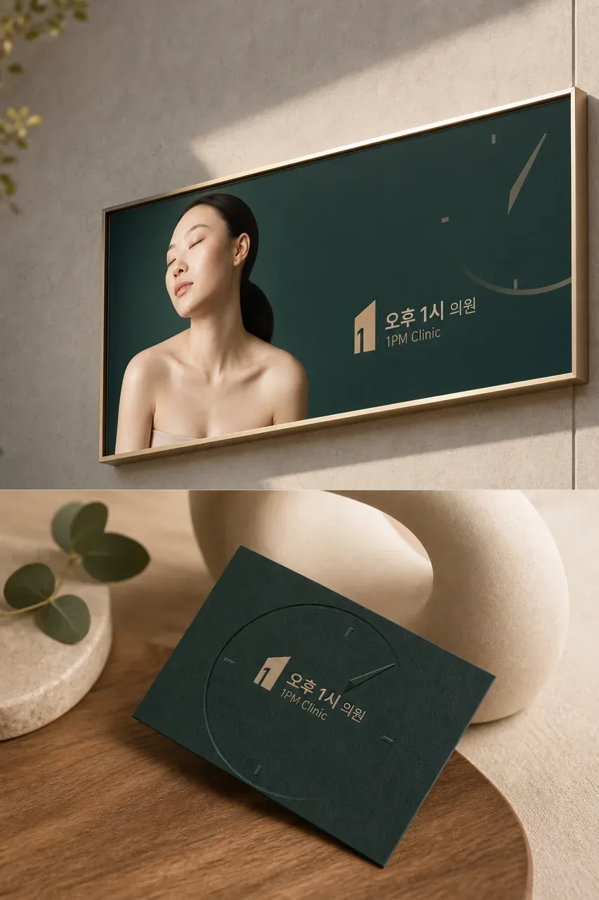 병원·의원 로고 디자인 — 오후 1시의 절정을 담은 고급 의료 병원 로고