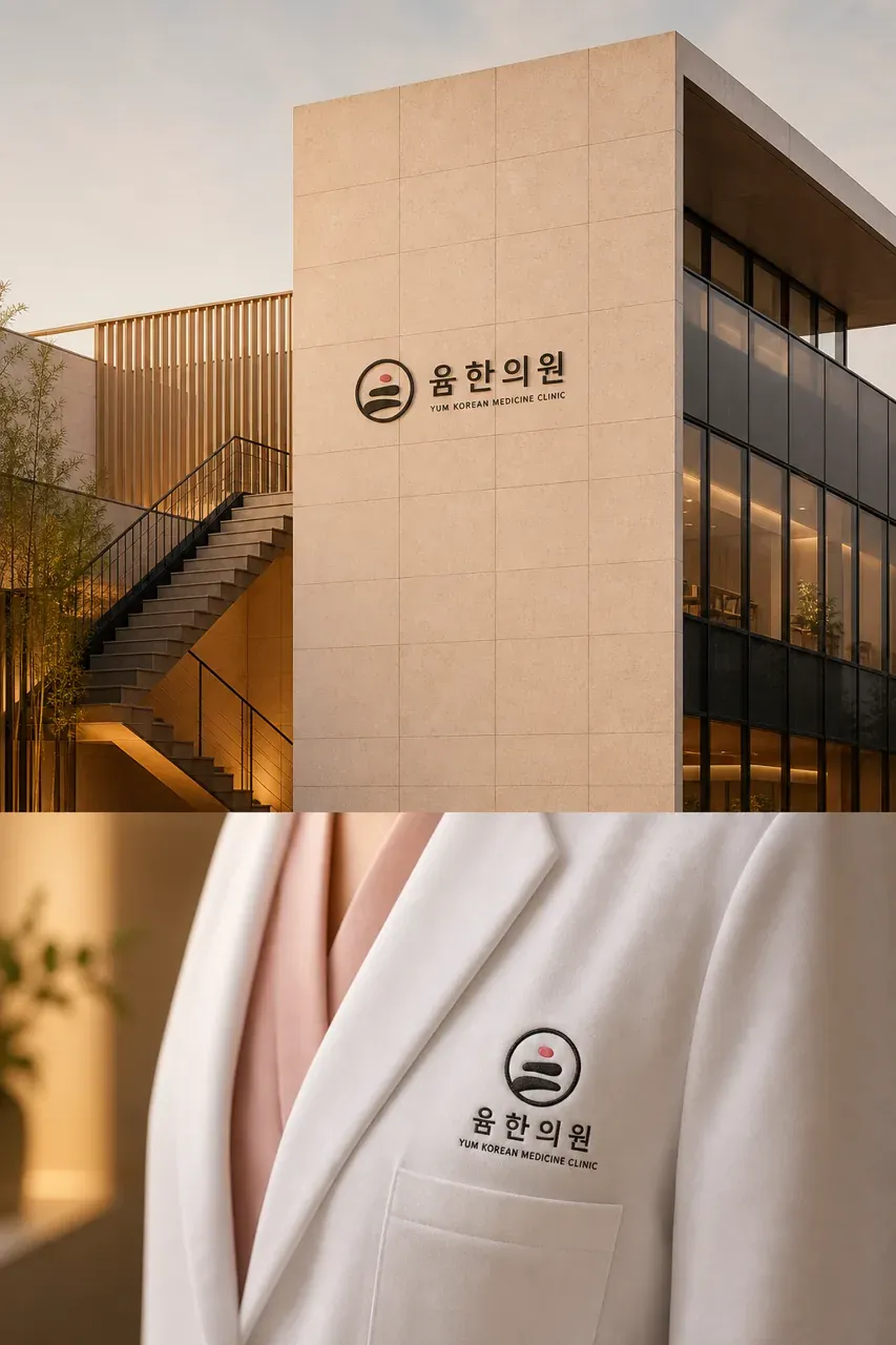 한의원·한방 로고 디자인 — 치유의 샘이 흐르는 현대적 한방 한의원 로고