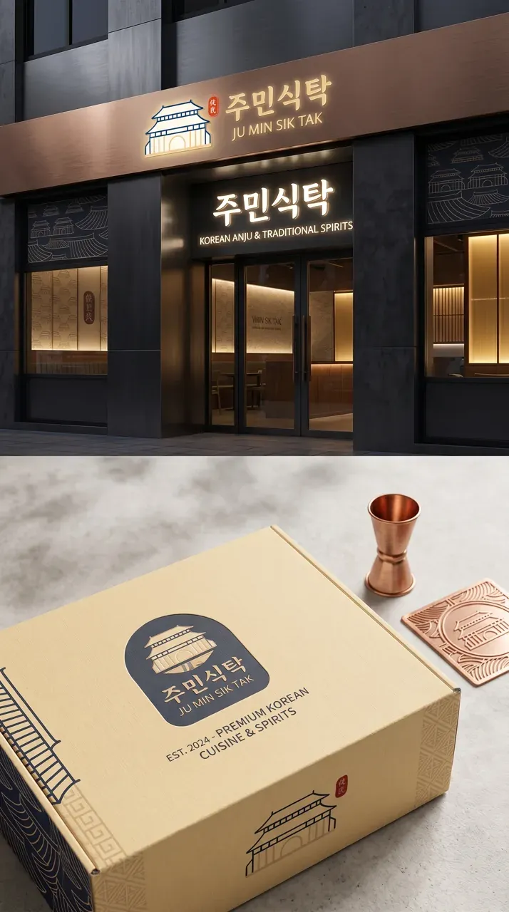 음식점·외식 로고 디자인 — 젊은 감각으로 만나는 세련된 한식주점 음식점 로고