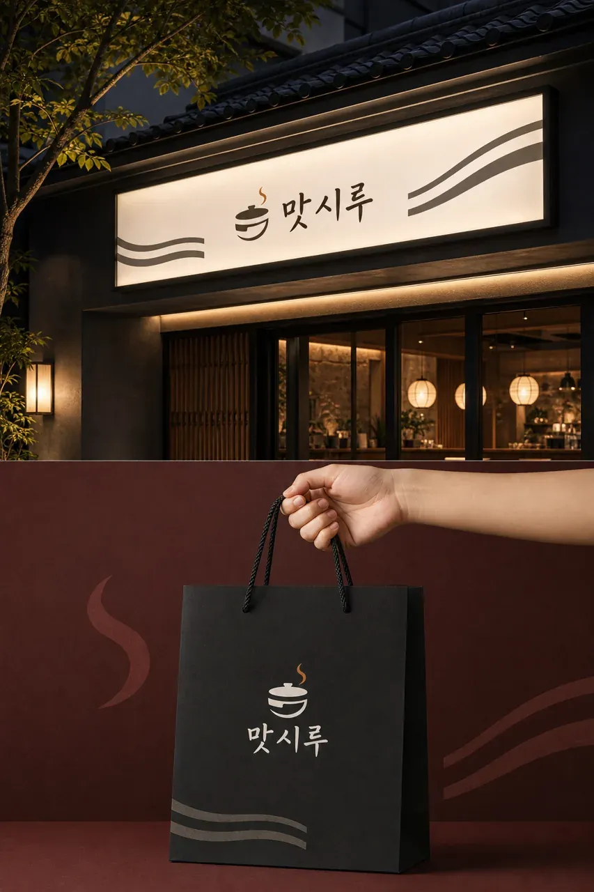 음식점·외식 로고 디자인 — 정성을 담아 쪄내는 전통의 맛 음식점 로고