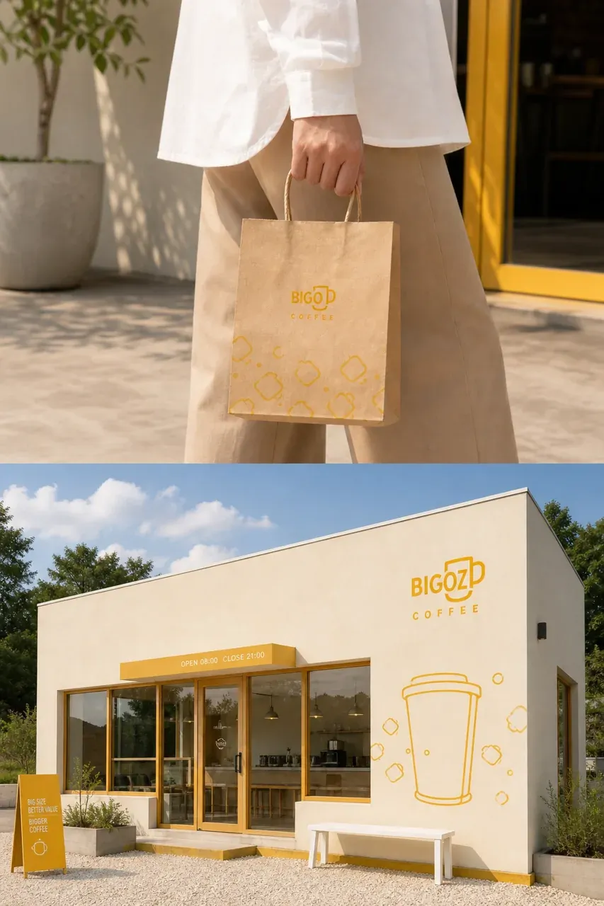 카페·베이커리 로고 디자인 — 따뜻하고 친근한 조합형 카페 로고
