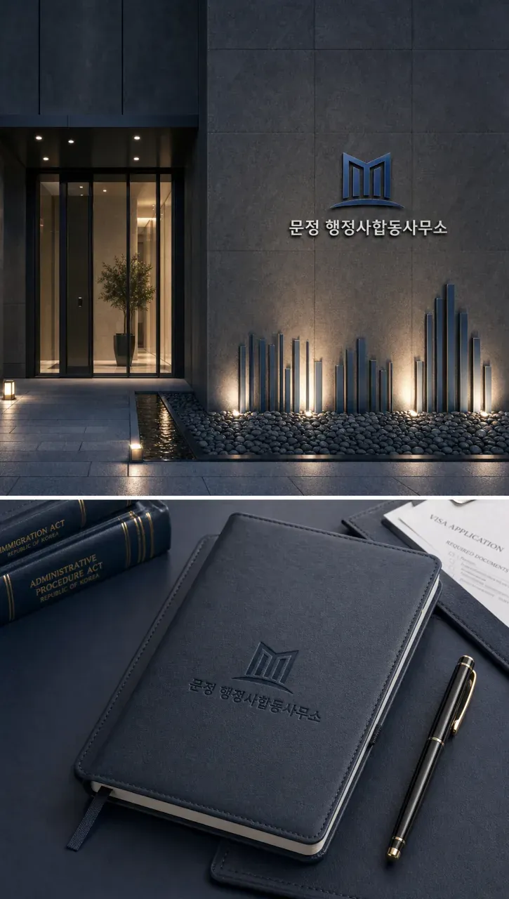법률·세무·특허 로고 디자인 — 문정 행정사 신뢰의 문을 열다 법률사무소 로고