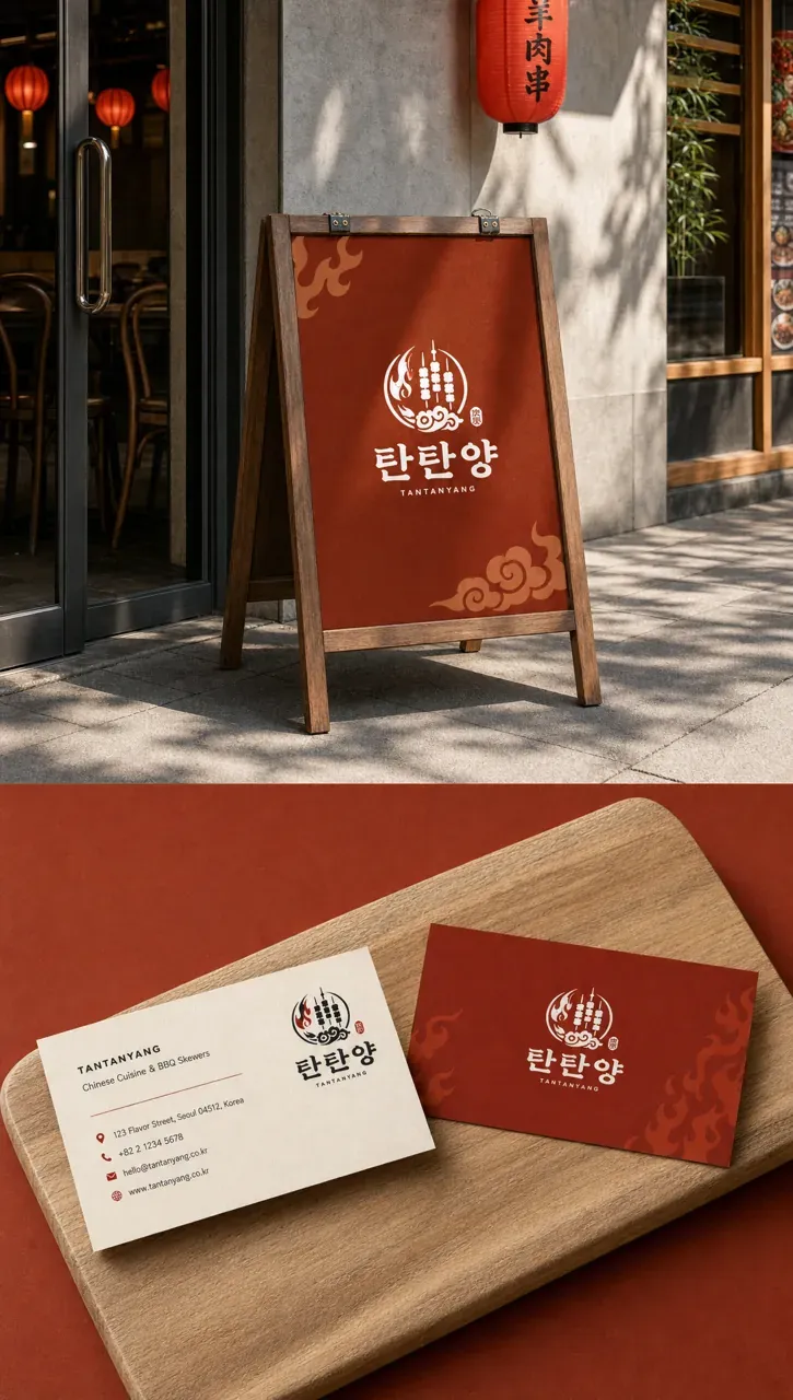 음식점·외식 로고 디자인 — 클래식한 엠블럼 음식점 로고 브랜드 시스템