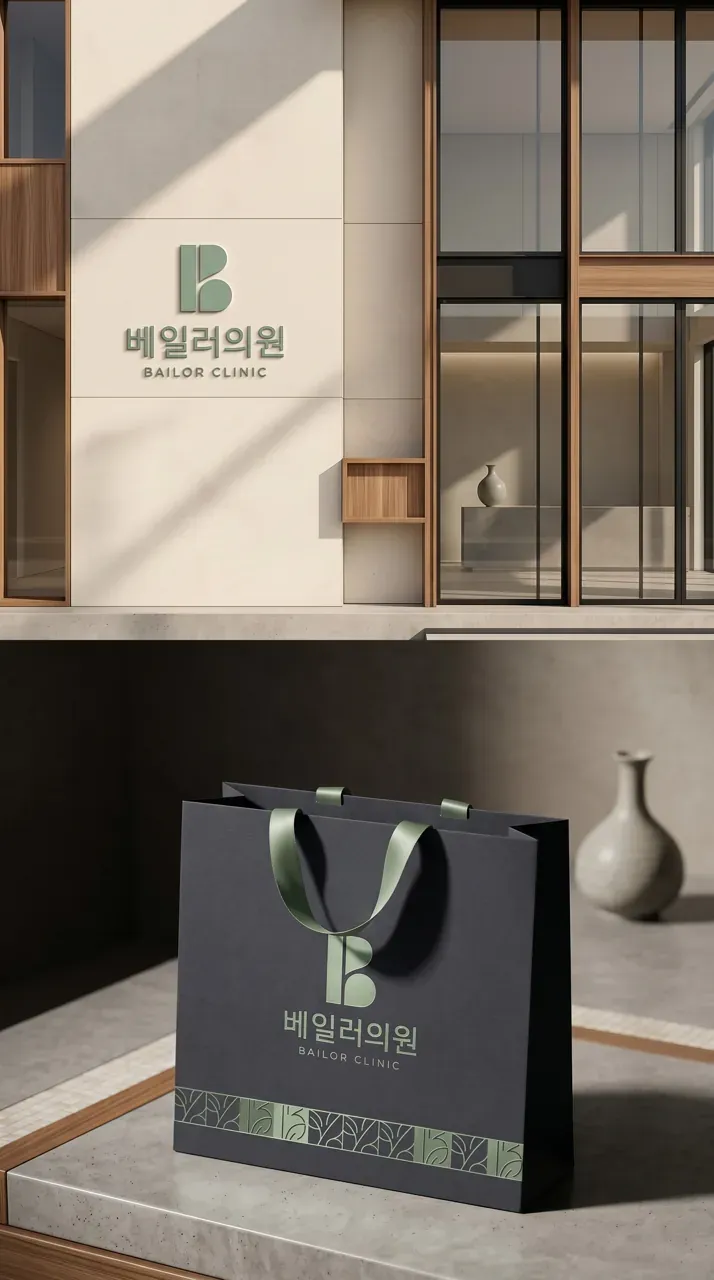 병원·의원 로고 디자인 — 고객 한 분 한 분의 피부를 정성껏 맞춤 케어하는 베일 병원 로고 브랜드 시스템