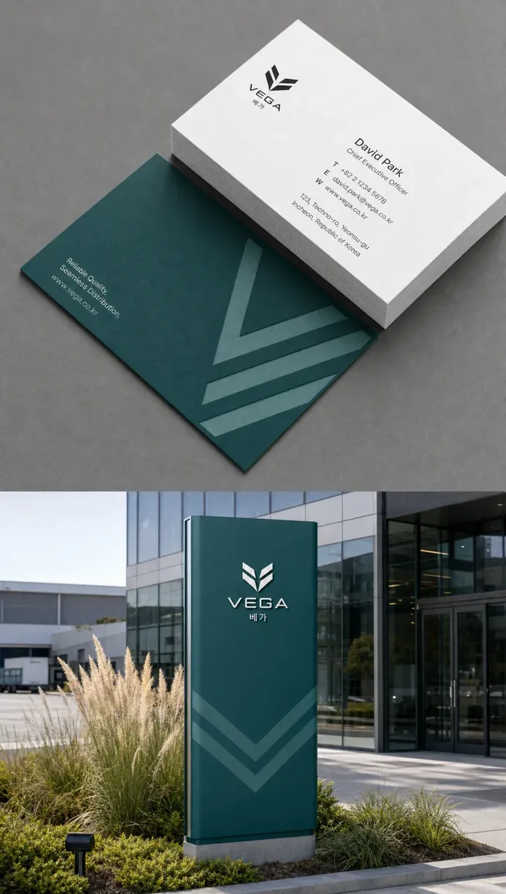 제조·유통 로고 디자인 — 모던하고 세련된 조합형 제조·유통 기업 로고 브랜드 시스템