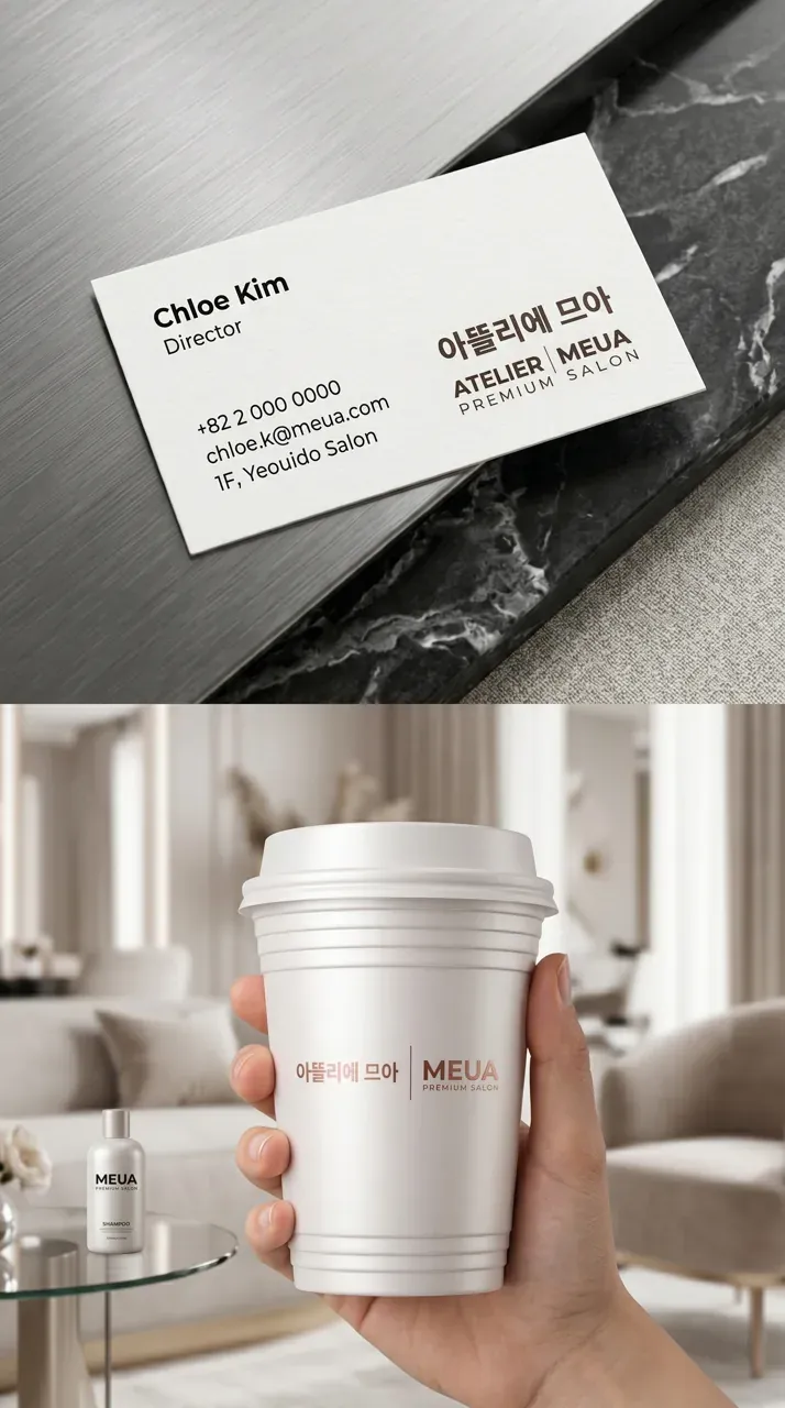 뷰티·미용 로고 디자인 — 여의도 첫 1층 프리미엄 살롱 뷰티 브랜드 로고 브랜드 시스템