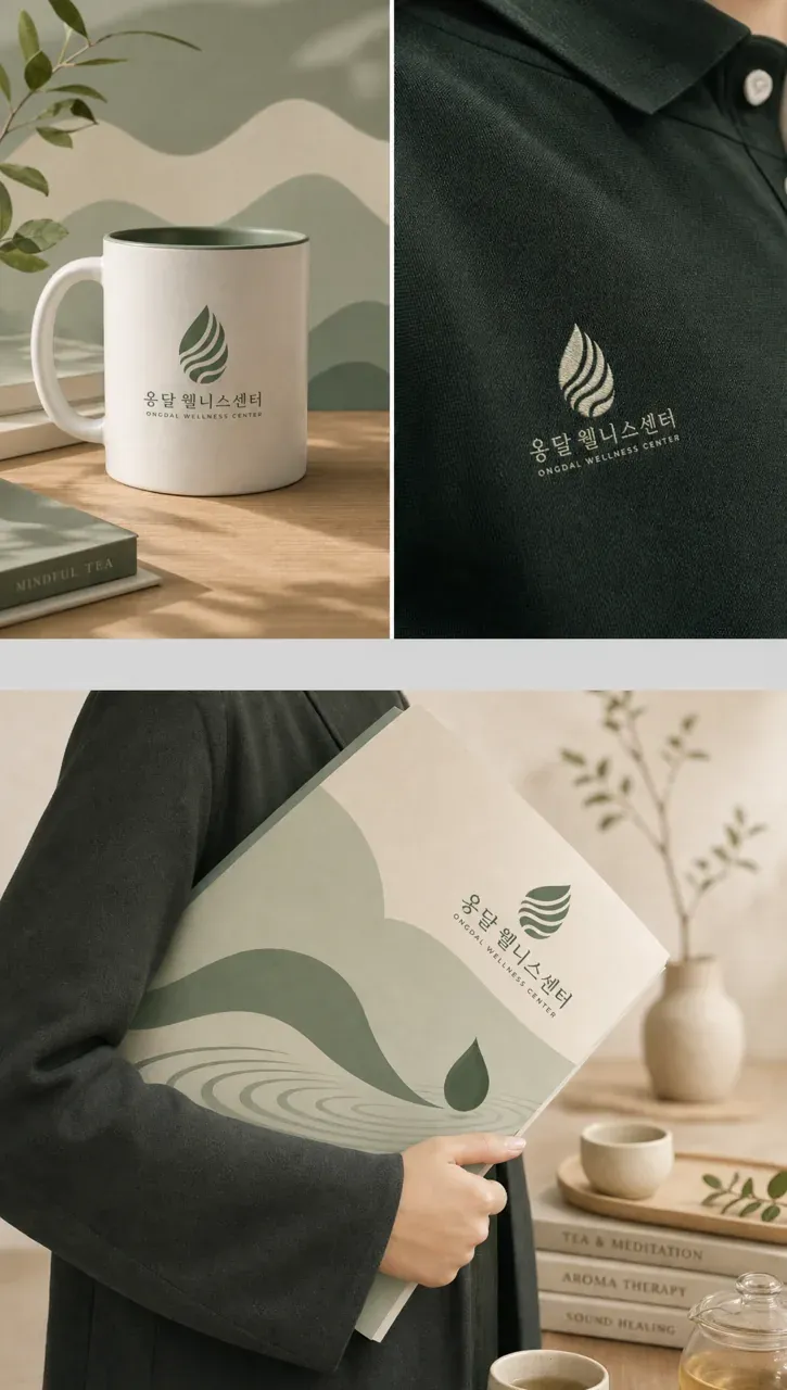 생활·서비스 로고 디자인 — 고요한 회복 생활 서비스 브랜드 로고 브랜드 시스템