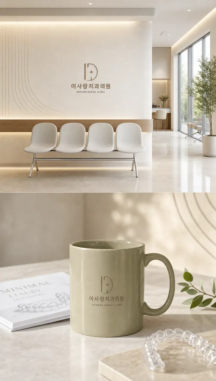 치과 로고 디자인 — 절제된 우아함으로 완성한 심미치료 전문 치과 로고 브랜드 시스템