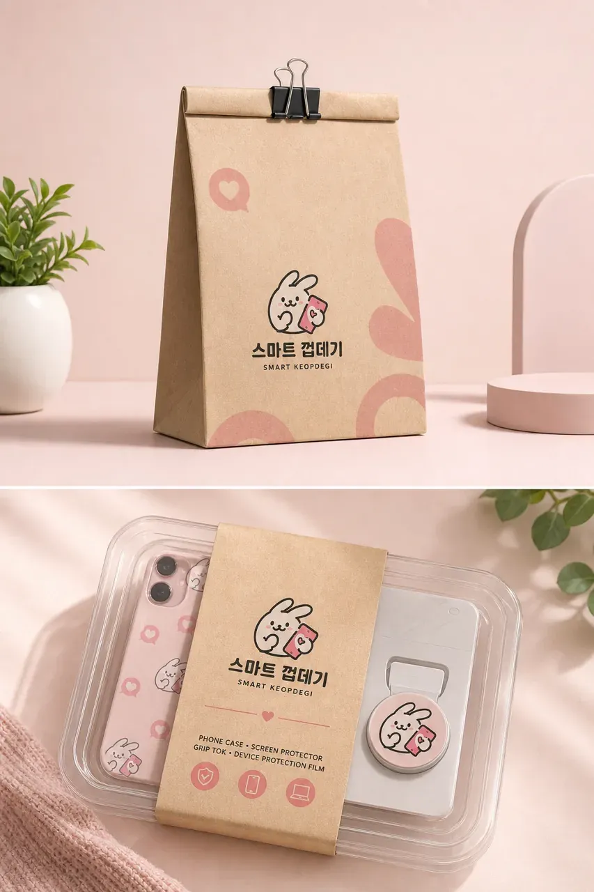 제조·유통 로고 디자인 — 귀엽고 경쾌한 조합형 제조·유통 기업 로고 브랜드 시스템
