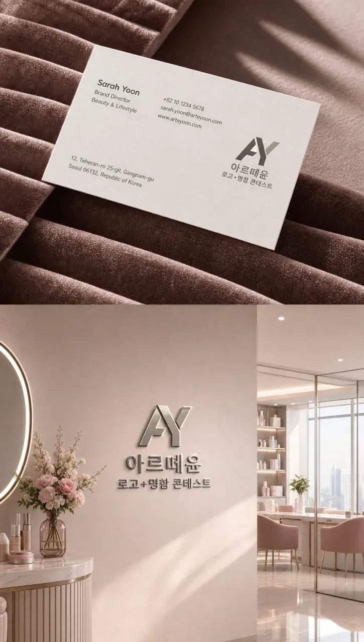 뷰티·미용 로고 디자인 — 고급스러운 조합형 뷰티 브랜드 로고 브랜드 시스템