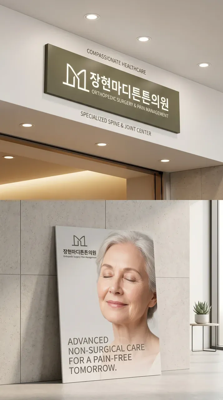 병원·의원 로고 디자인 — 어르신들이 멀리서도 한눈에 알아보는 튼튼함 장현마디튼 병원 로고 브랜드 시스템