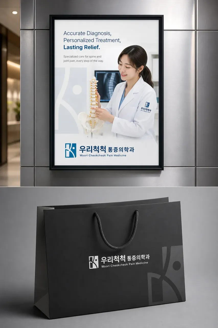 병원·의원 로고 디자인 — 척추 전문의가 바로 옆에 있는 듯한 안심감 병원 로고 브랜드 시스템