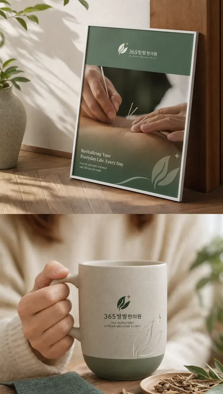 한의원·한방 로고 디자인 — 활력과 회복의 흐름을 담은 모던한 심볼 한의원 로고 브랜드 시스템
