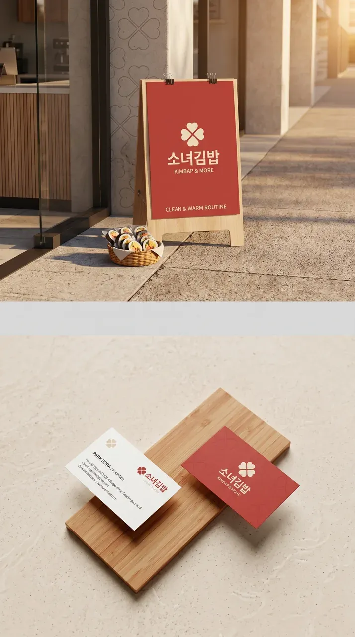 음식점·외식 로고 디자인 — 반포 가족들이 찾는 따뜻한 일상 김밥 음식점 로고 브랜드 시스템