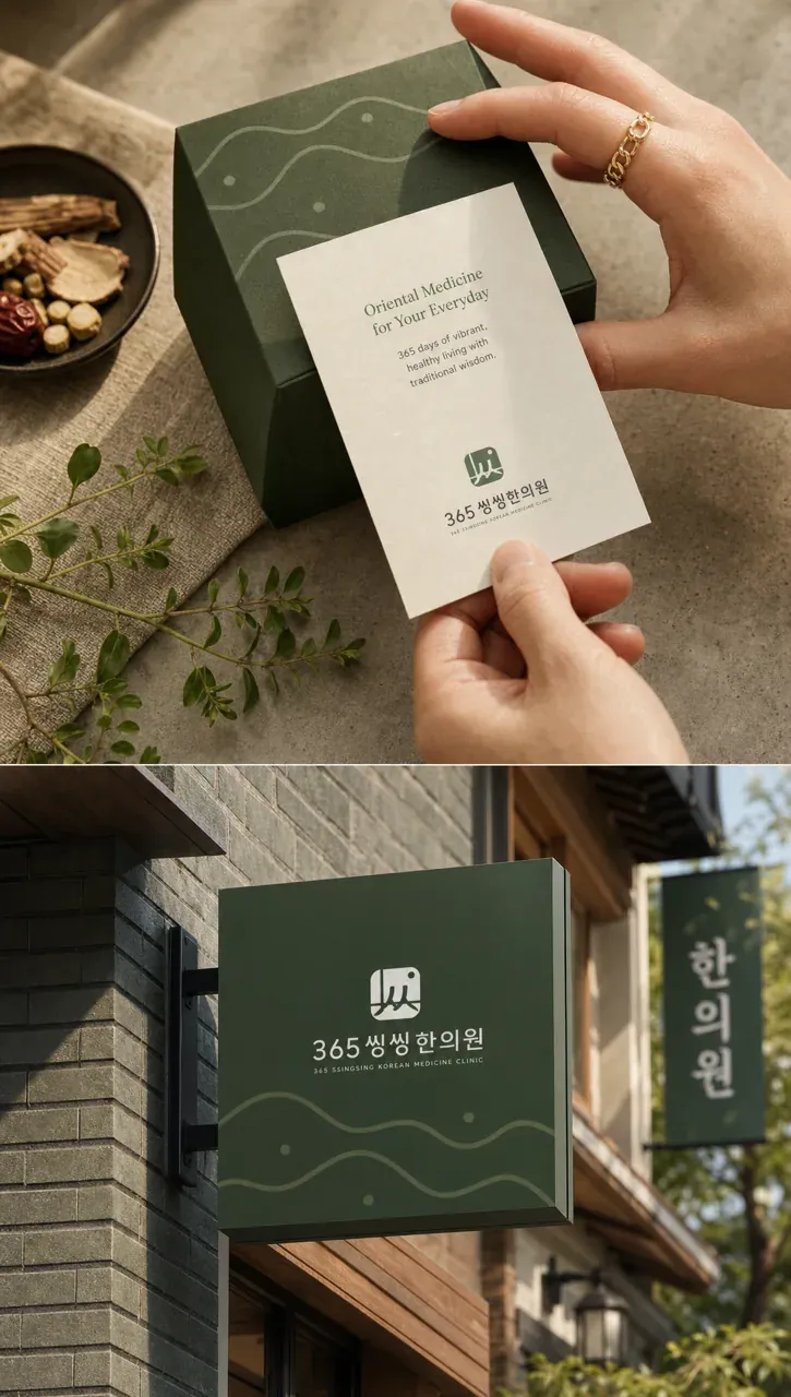 한의원·한방 로고 디자인 — 활력 넘치는 회복의 움직임 한의원 로고 브랜드 시스템