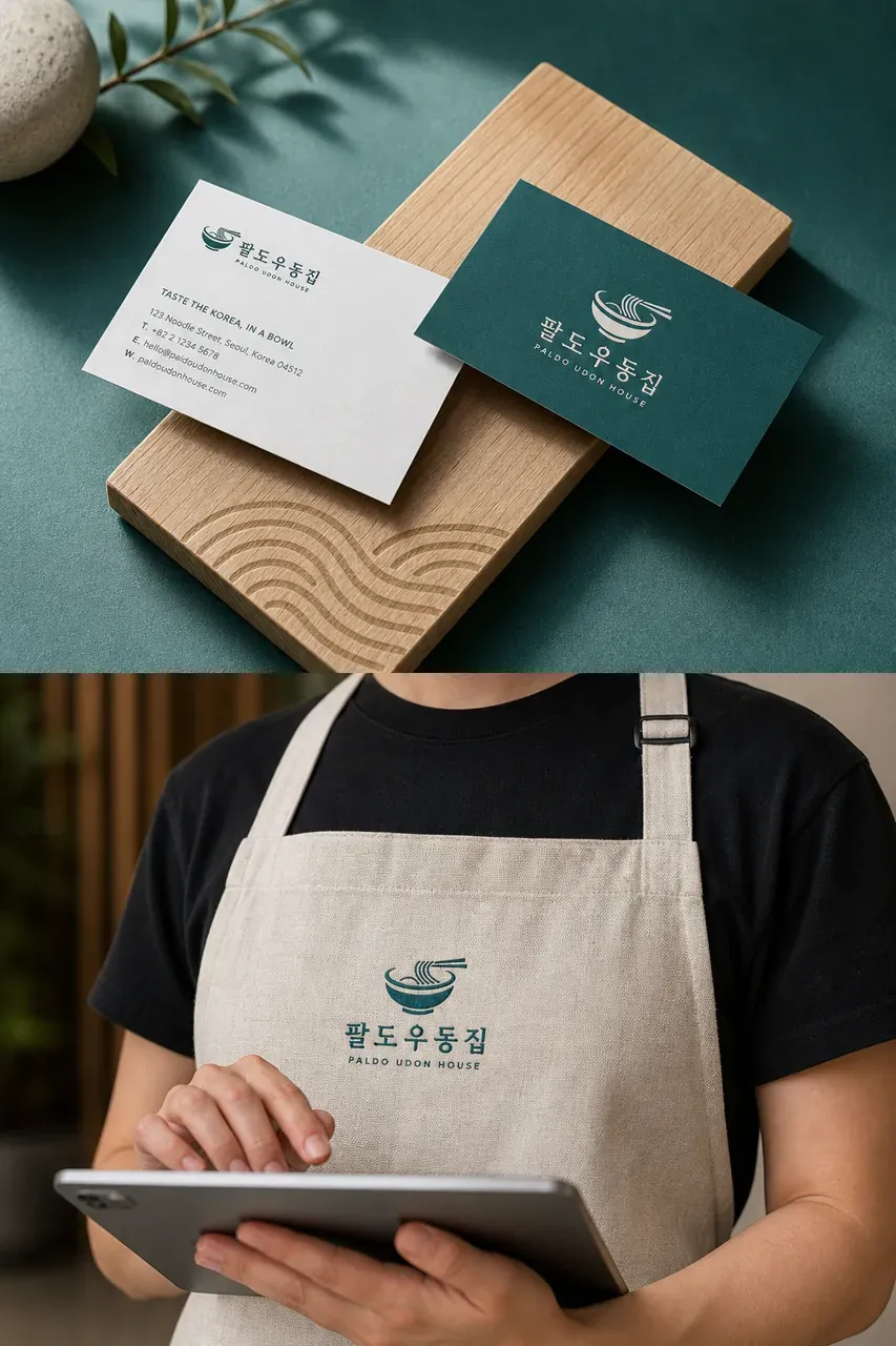 음식점·외식 로고 디자인 — 할머니 손맛이 기억나는 동네 우동집 음식점 로고 브랜드 시스템