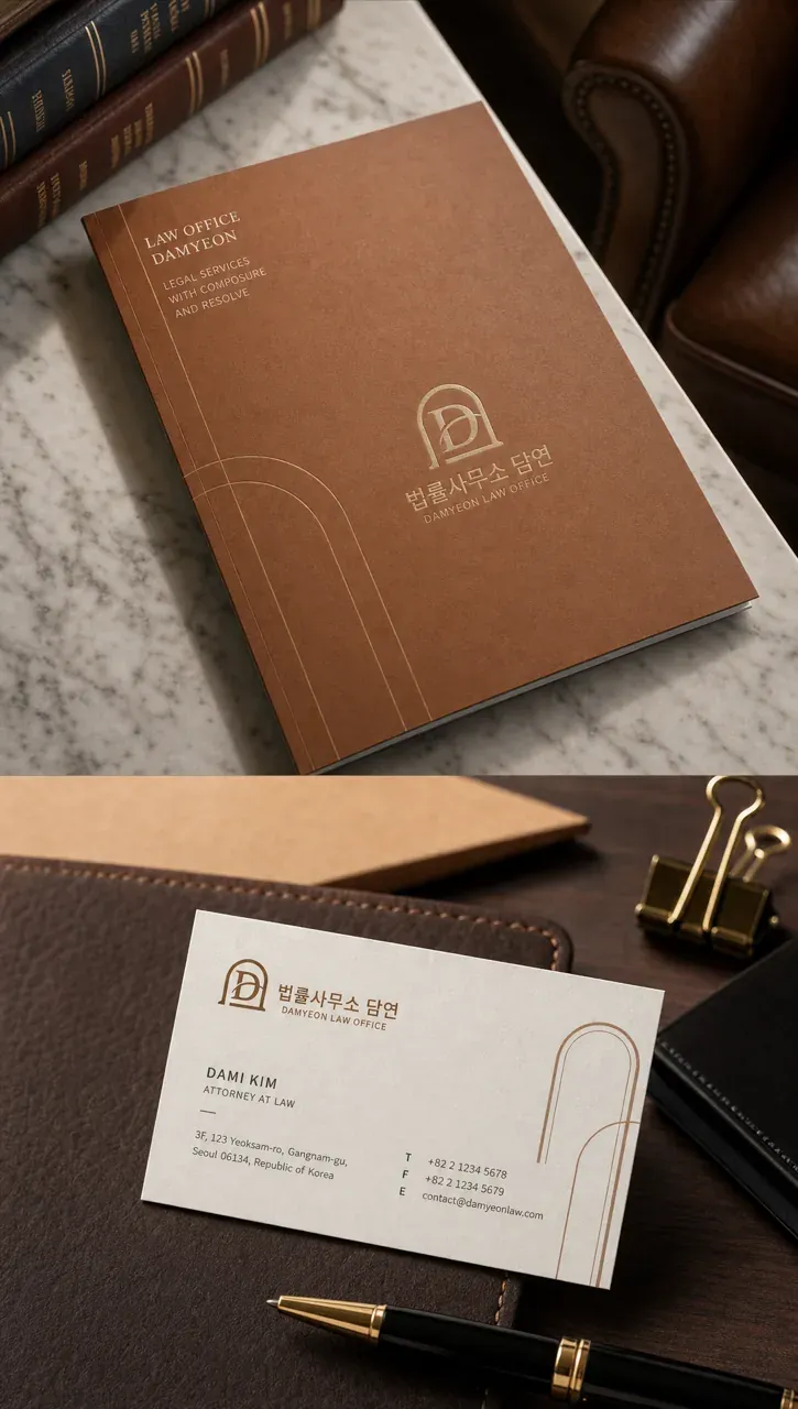 법률·세무·특허 로고 디자인 — 고요한 균형의 법률 법률사무소 로고 브랜드 시스템