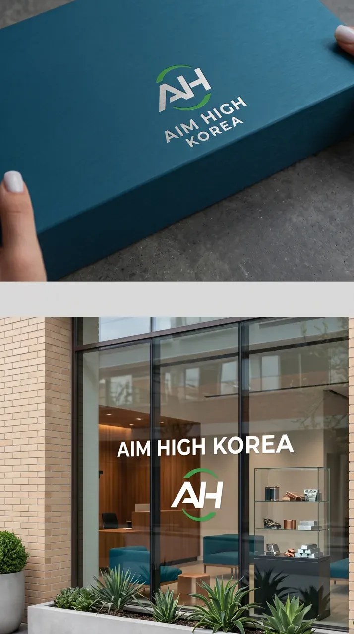 제조·유통 로고 디자인 — 해외 파트너가 신뢰하는 자원순환 전문기업 에임하이코리 제조·유통 기업 로고 브랜드 시스템