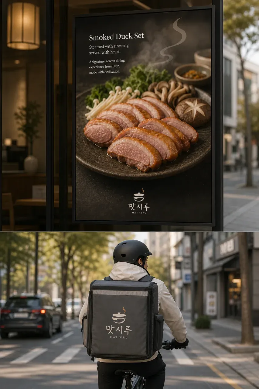 음식점·외식 로고 디자인 — 정성을 담아 쪄내는 전통의 맛 음식점 로고 브랜드 시스템