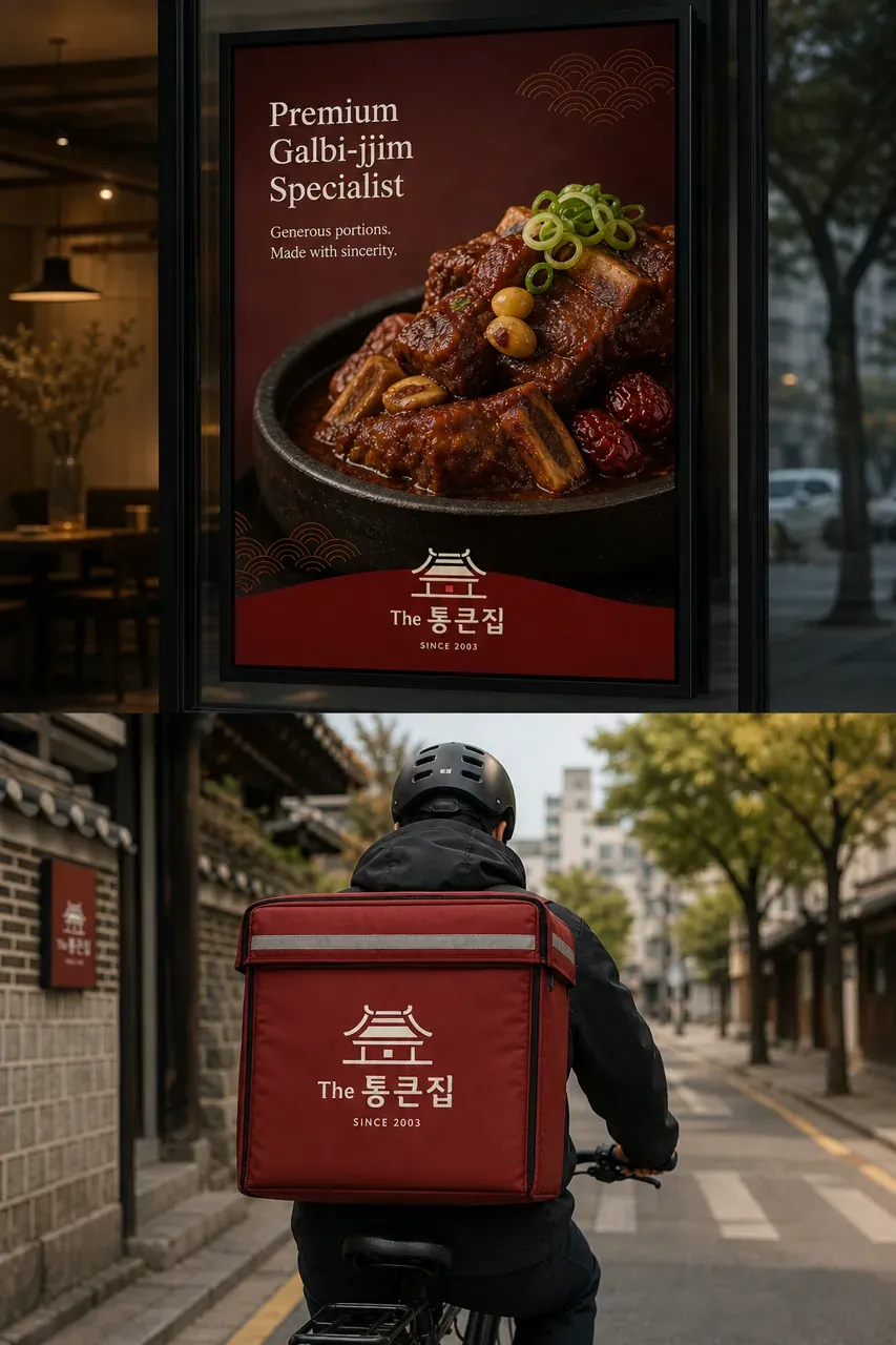 음식점·외식 로고 디자인 — 선형미로 담아낸 의 너른 품 음식점 로고 브랜드 시스템
