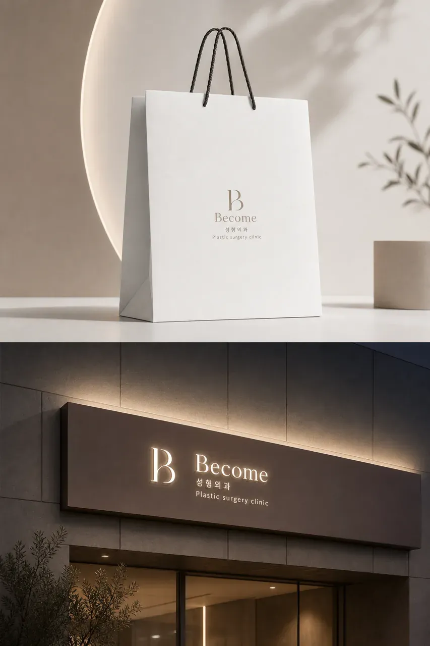병원·의원 로고 디자인 — 변화의 여정을 담은 미니멀 타이포그래피 병원 로고 브랜드 시스템