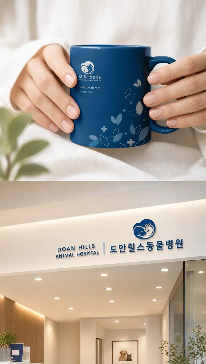 반려동물 로고 디자인 — H 치유와 신뢰 반려동물 브랜드 로고 브랜드 시스템