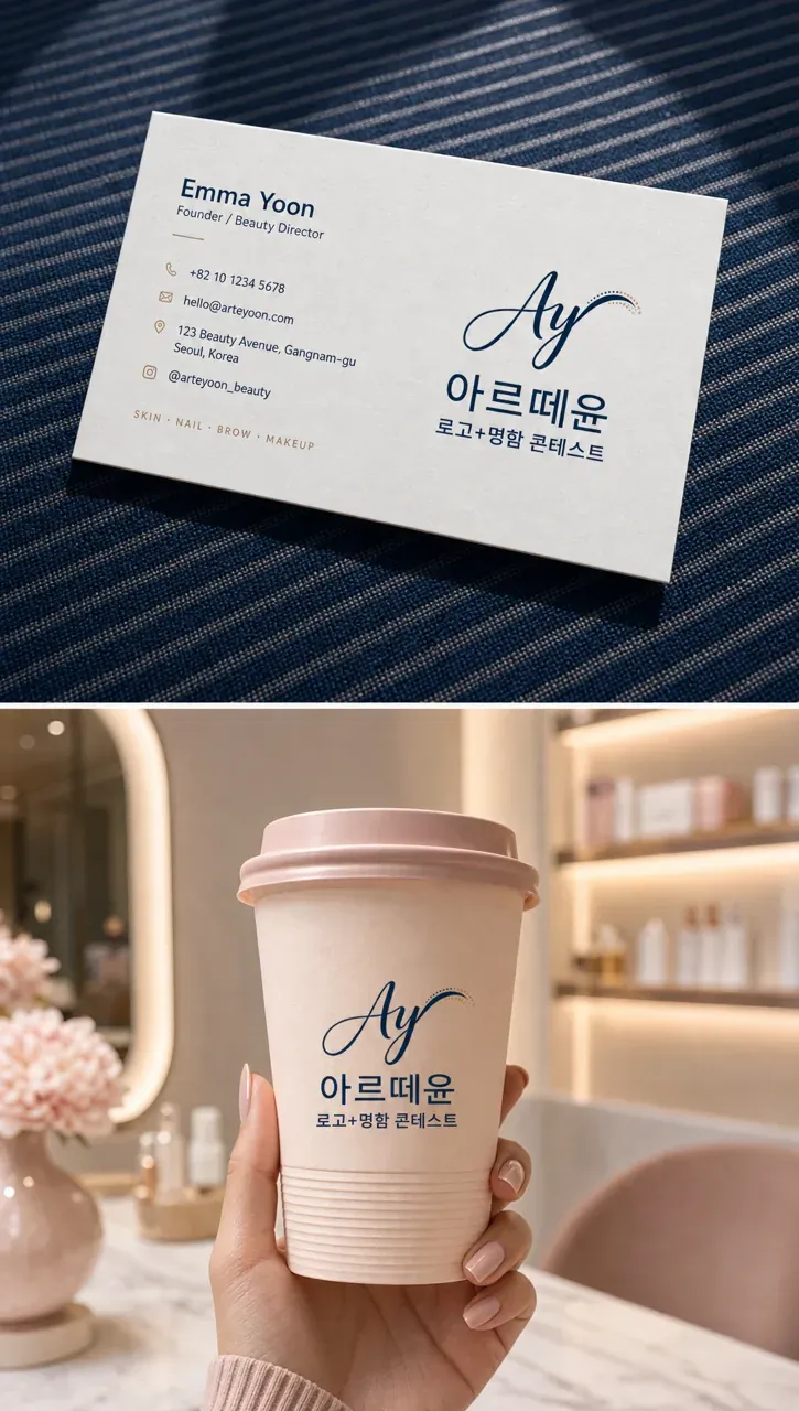 뷰티·미용 로고 디자인 — 고급스러운 조합형 뷰티 브랜드 로고 브랜드 시스템