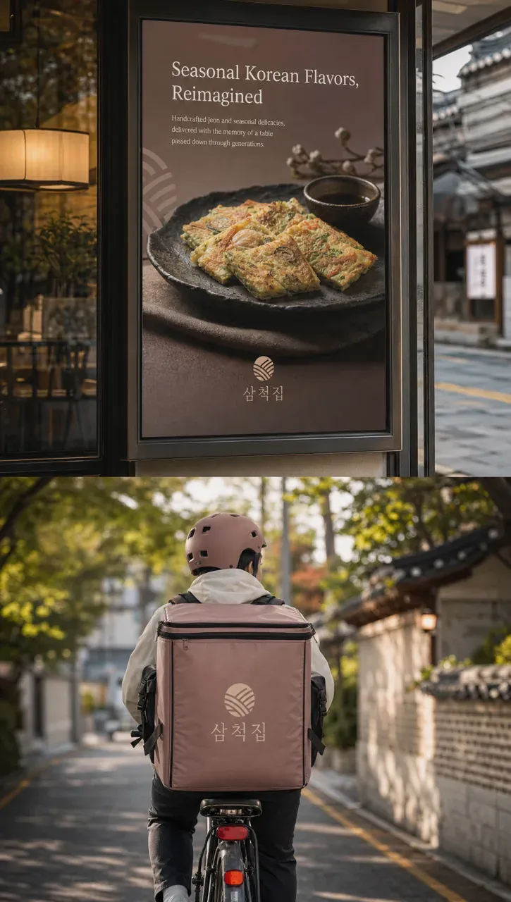 음식점·외식 로고 디자인 — 클래식한 조합형 음식점 로고 브랜드 시스템