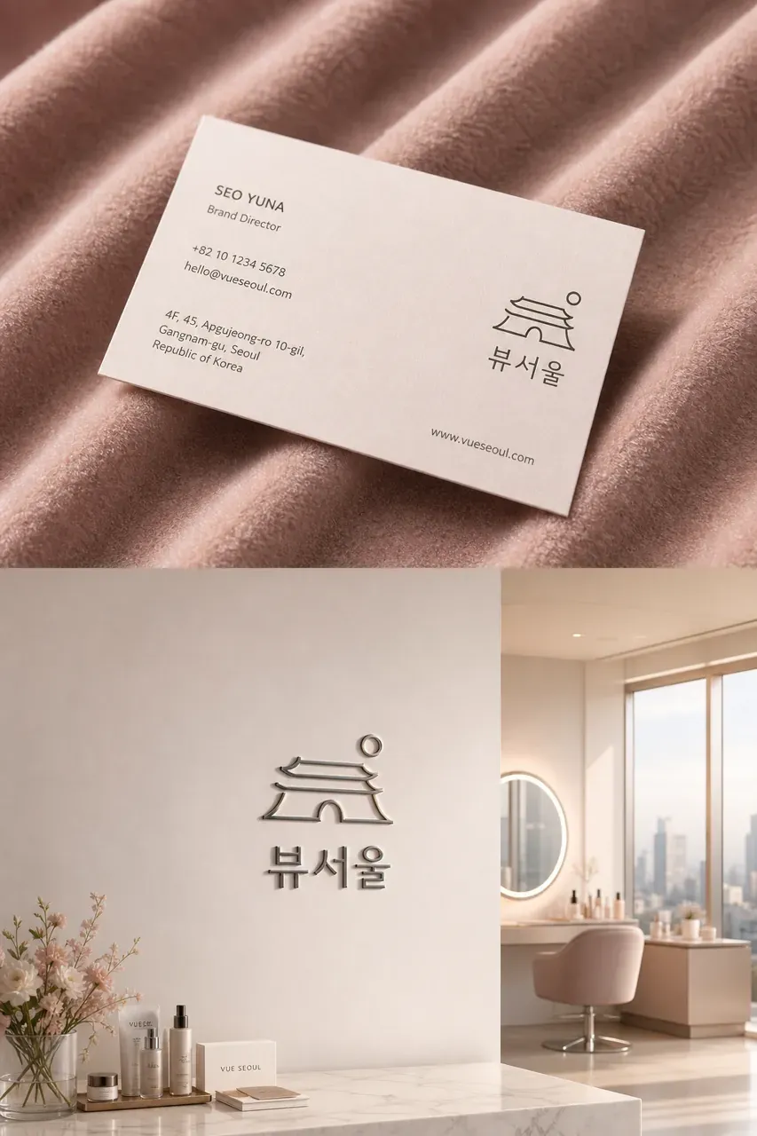 뷰티·미용 로고 디자인 — 미니멀한 조합형 뷰티 브랜드 로고 브랜드 시스템